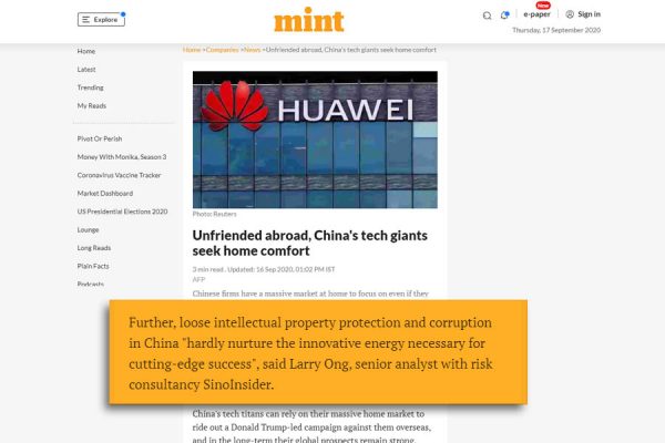 20200916 Unfriended abroad, China’s tech giants seek home comfort – www.livemint.com 20200916 Unfriended abroad, China's tech giants seek home comfort - www.livemint.com